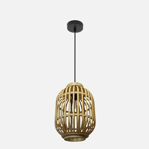 ABRILA Diezma Negro-Bambu Natural 24 cm - Lámpara Colgante 1xE27
