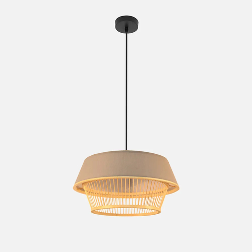 ABRILA Bambu Yovani Negro-Natural 46 cm - Lámpara Colgante 1xE27