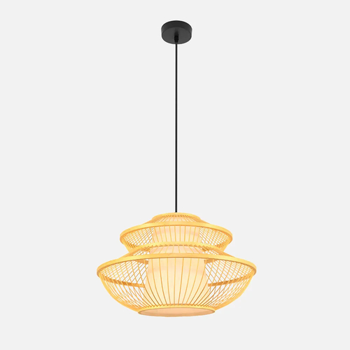 ABRILA Bambu Benzo Negro-Natural 50 cm - Lámpara Colgante 1xE27