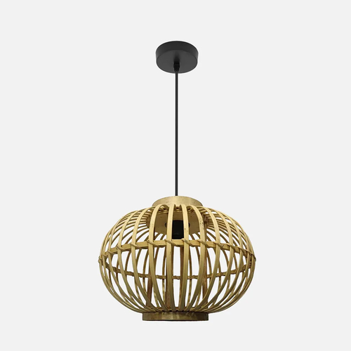 ABRILA Guijo Negro-Bambu Natural 37 cm - Lámpara Colgante 1xE27