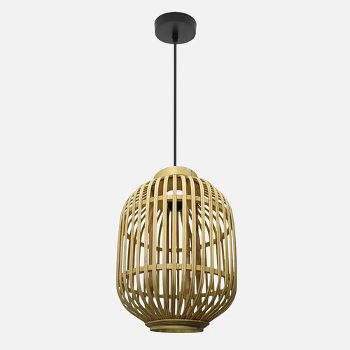 ABRILA Diezma Negro-Bambu Natural 28 cm - Lámpara Colgante 1xE27