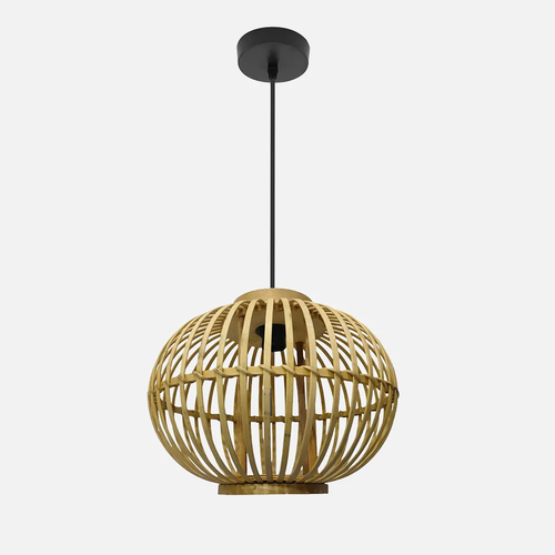 ABRILA Guijo Negro-Bambu Natural 24 cm - Lámpara Colgante 1xe27