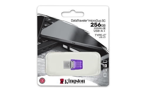 KINGSTON MICRODUO 3C 256GB - Pendrive Morado
