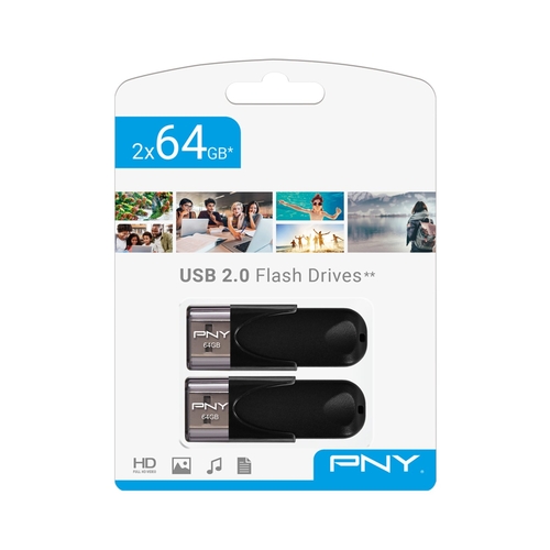 PNY ATTACHE 4 64GB Negro - Pack Pendrive 2 unidades