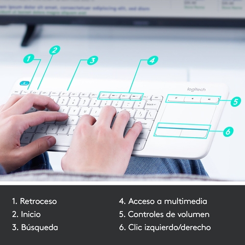 LOGITECH K400 PLUS Blanco - Teclado 