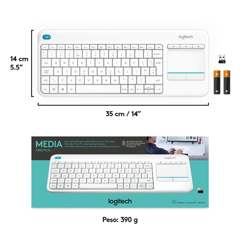 LOGITECH K400 PLUS Blanco - Teclado 