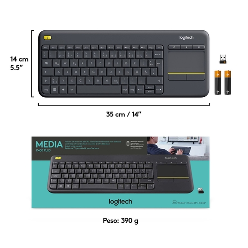 LOGITECH K400 PLUS Negro - Teclado 
