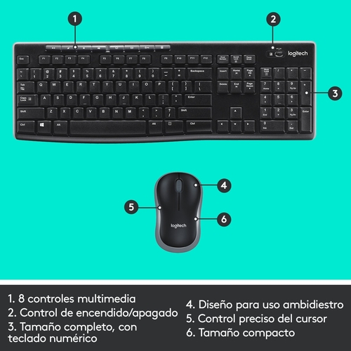 LOGITECH MK-270 Negro - Teclado + Ratón Inalámbrico