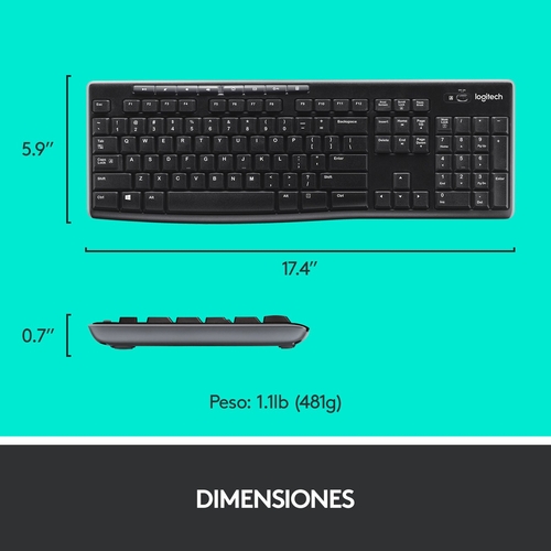 LOGITECH MK-270 Negro - Teclado + Ratón Inalámbrico