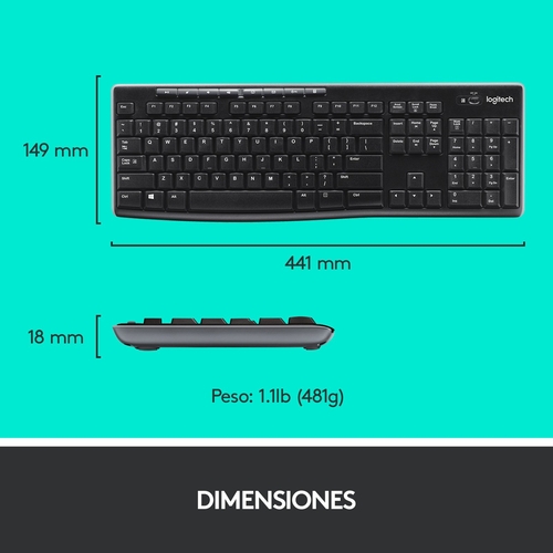LOGITECH MK-270 Negro - Teclado + Ratón Inalámbrico