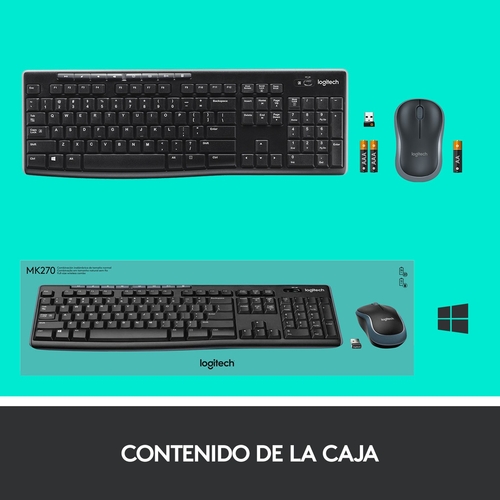 LOGITECH MK-270 Negro - Teclado + Ratón Inalámbrico
