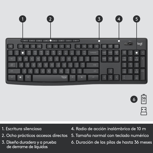 LOGITECH MK-295 Negro - Teclado + Ratón Inalámbrico