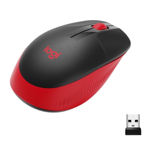 LOGITECH M190 Negro-Rojo - Ratón Inalámbrico