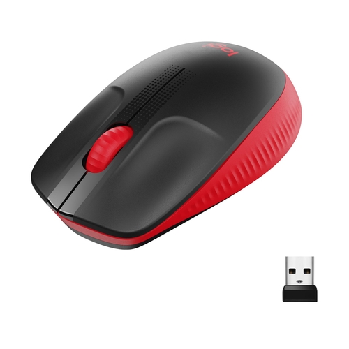 LOGITECH M190 Negro-Rojo - Ratón Inalámbrico