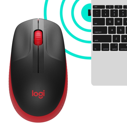 LOGITECH M190 Negro-Rojo - Ratón Inalámbrico