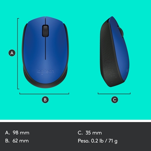 LOGITECH M171 Azul - Ratón Inalámbrico