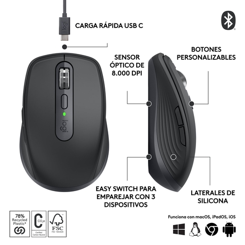 LOGITECH MX ANYWHERE 3S Grafito - Ratón Inalámbrico