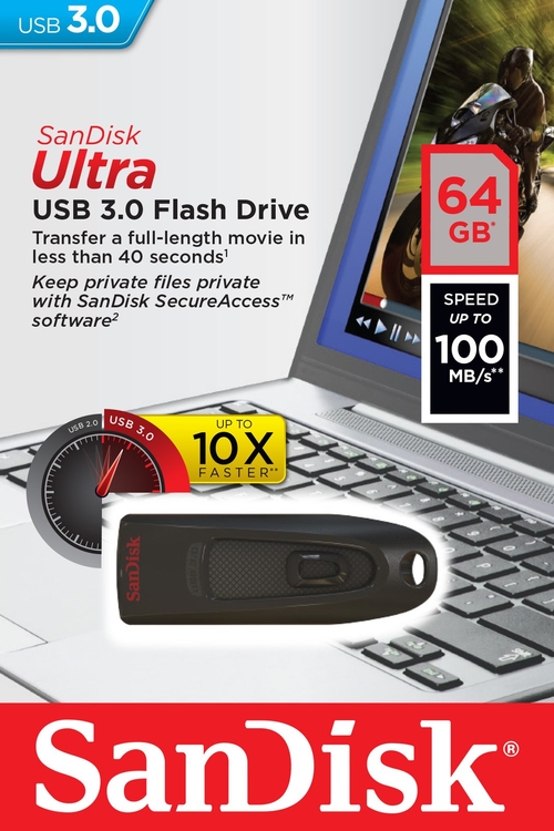 SANDISK CRUCER ULTRA Negro - Pendrive 64GB