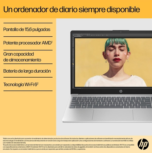 HP 15-FC0014NS RYZEN 3-7320U Azul - Ordenador Portátil 15.6" 8GB 512GB