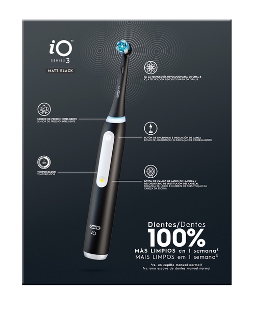 ORAL B Io3 Negro - Cepillo Eléctrico + Funda + 2 Recambios