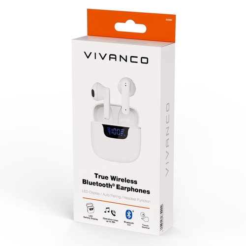 VIVANCO 63990 Blanco - Auricular Inalámbrico Estuche