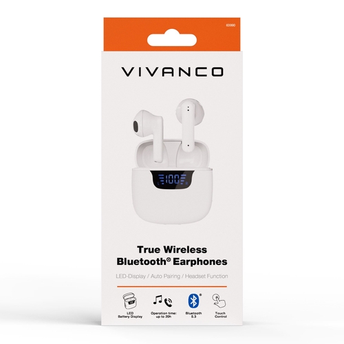 VIVANCO 63990 Blanco - Auricular Inalámbrico Estuche