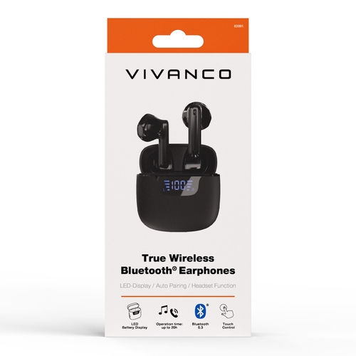 VIVANCO 63991 Negro - Auricular Inalámbrico Estuche