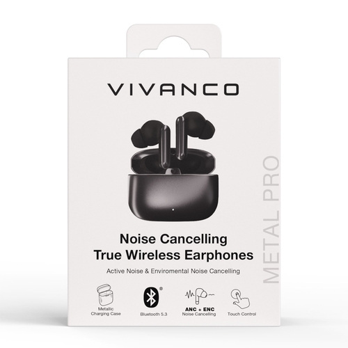 VIVANCO 63992 Metal Pro Antracita - Auricular Inalámbrico Estuche