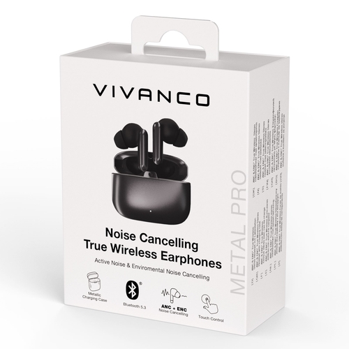 VIVANCO 63992 Metal Pro Antracita - Auricular Inalámbrico Estuche