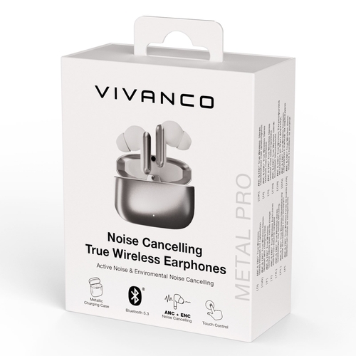 VIVANCO 63993 Metal Pro Plata - Auricular Inalámbrico Estuche