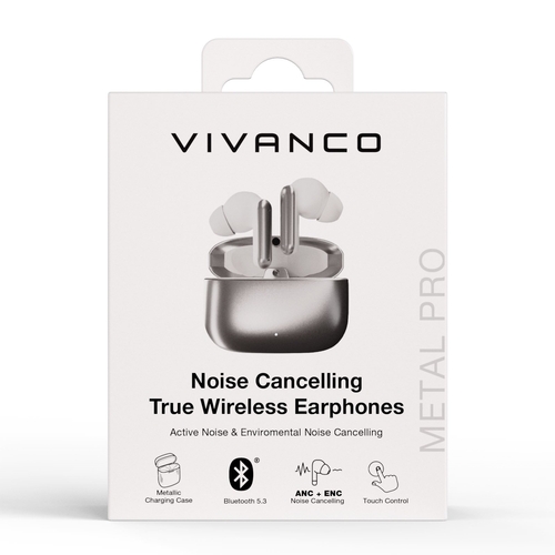 VIVANCO 63993 Metal Pro Plata - Auricular Inalámbrico Estuche