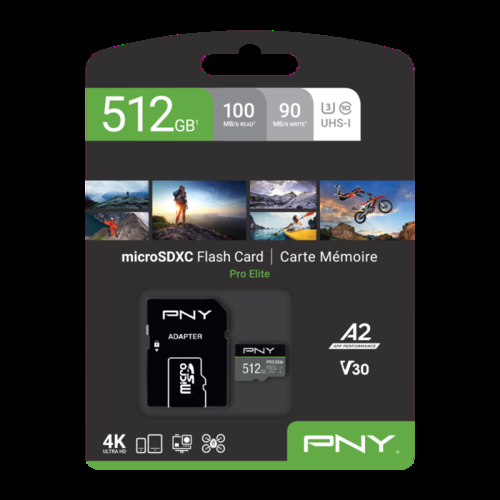 PNY PRO ELITE Clase 10 U3 Verde - Tarjeta de Memoria + Adaptador 512GB