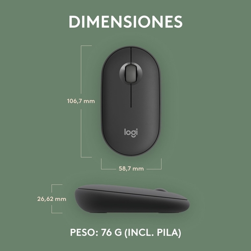 LOGITECH PEBBLE 2 M350S Grafito - Ratón Inalámbrico