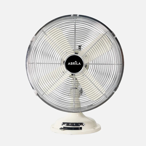 ABRILA Capitolio Crema-Cromo 37w - Ventilador de Sobremesa 4 Aspas