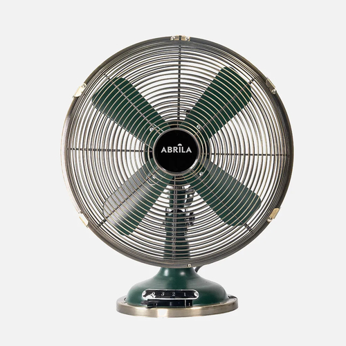 ABRILA Capitolio Oliva-Cuero 37w - Ventilador de Sobremesa 4 Aspas