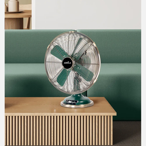 ABRILA Capitolio Oliva-Cuero 37w - Ventilador de Sobremesa 4 Aspas