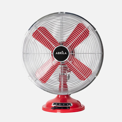 ABRILA Capitolio Rojo-Cromo 37w - Ventilador de Sobremesa 4 Aspas