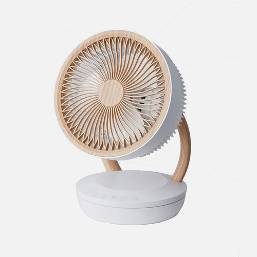 ABRILA Ruiseñor Blanco-Madera 45w - Ventilador de Sobremesa 3 Aspas