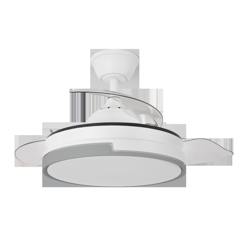 ABRILA Papiro Mini Blanco-Gris 59w 91CM - Ventilador de Techo 3 Aspas Retráctil