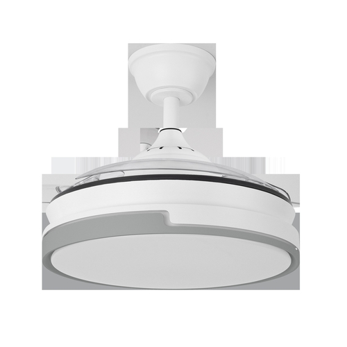 ABRILA Papiro Mini Blanco-Gris 59w 91CM - Ventilador de Techo 3 Aspas Retráctil