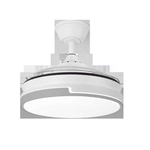 ABRILA Papiro Mini Blanco-Gris 59w 91CM - Ventilador de Techo 3 Aspas Retráctil