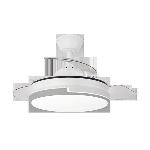 ABRILA Papiro Mini Blanco-Gris 59w 91CM - Ventilador de Techo 3 Aspas Retráctil
