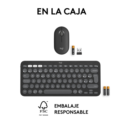LOGITECH PEBBLE 2 TONAL Grafito - Teclado + Ratón