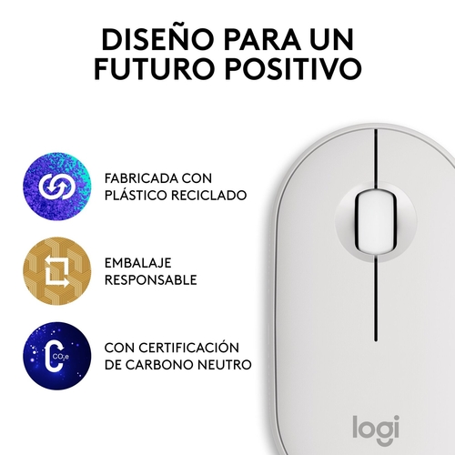 LOGITECH PEBBLE MOUSE 2 M350S Blanco - Ratón Inalámbrico