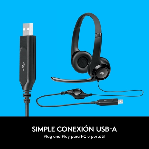 LOGITECH H390 Negro - Auricular de Diadema Con Cable