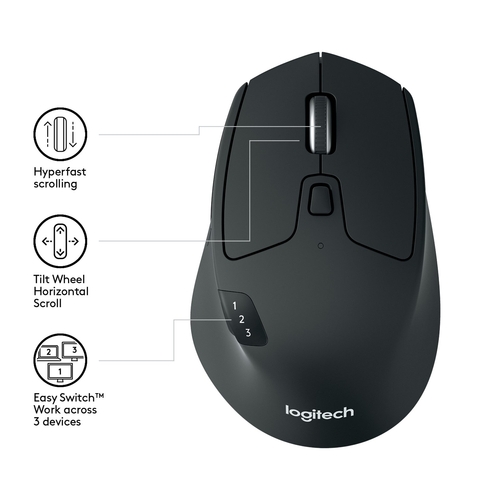 LOGITECH M720 TRIATHLON Negro - Ratón Sin Cable