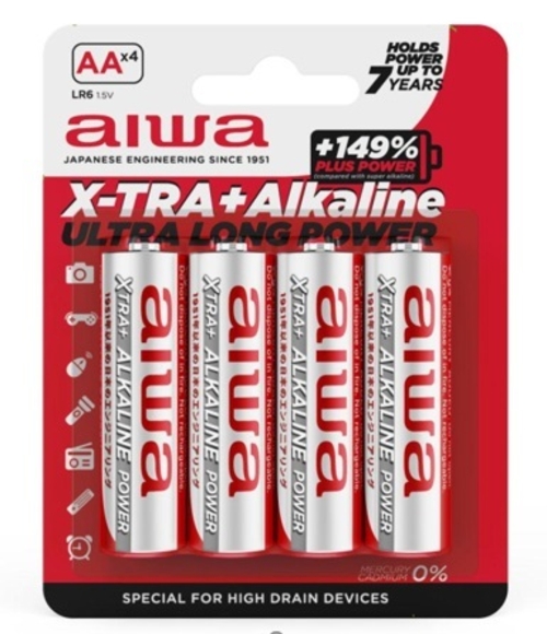 AIWA X-TRA+ALKALINE AA PACK 4 UDES - Pilas 1.5V