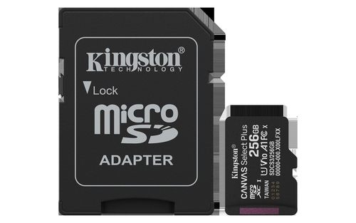 KINGSTON CANVAS SELECT PLUS Negro - Tarjeta de Memoria 256GB + Adaptador