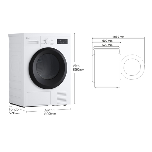 LG RHA1008NWK Blanco - Secadora Bomba de Calor 8KG 
