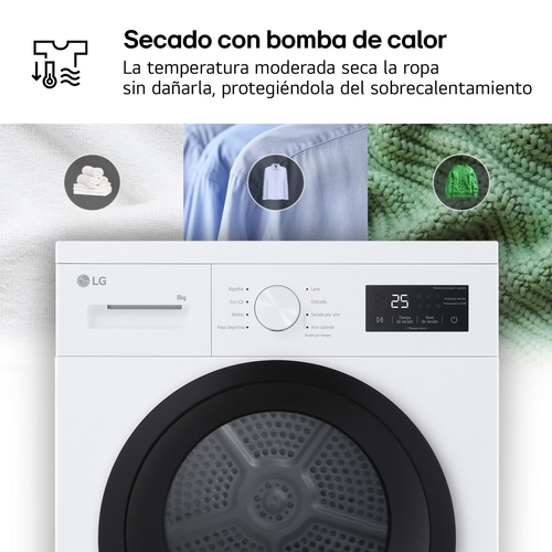LG RHA1008NWK Blanco - Secadora Bomba de Calor 8KG 